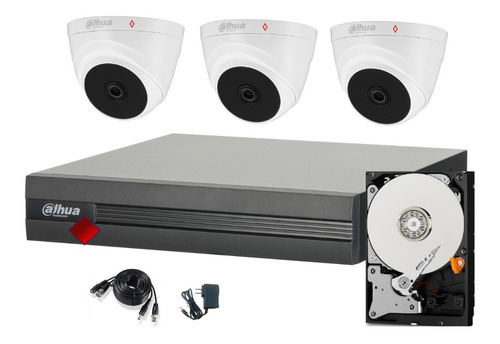 Kit 3 Camaras Domo 2mp Dvr 1080p Lite Dahua 500gb Dahua