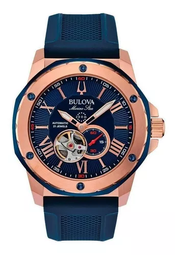 Reloj Elegante Rosé Marrón con Dial Azul