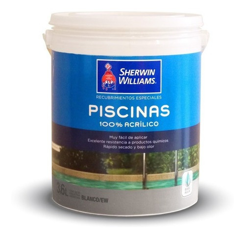 Pintura Piletas Piscina Al Agua Sherwin Williams X 3,6lts Bl