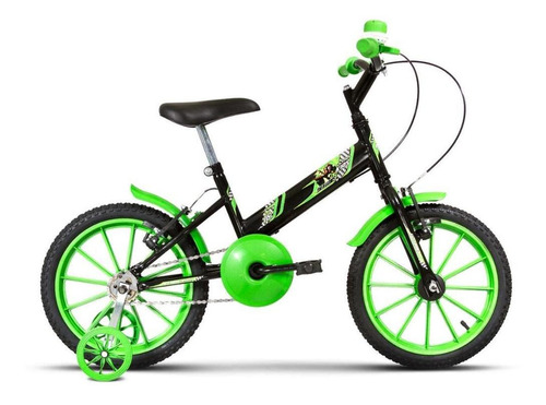 Bicicleta Infantil Aro 16 Ultra Kids T Preto/verde Tamanho do quadro S