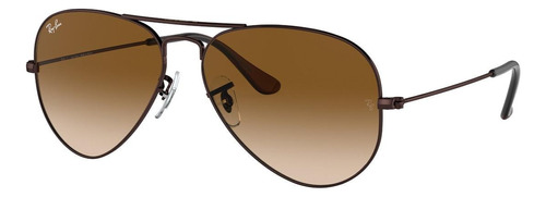 Óculos de sol Ray-Ban Aviator Gradient Standard armação de metal cor polished brown, lente light brown de cristal degradada, haste polished brown de metal - RB3025