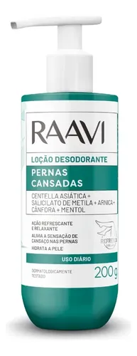 Loção Pernas Cansadas 200g Raavi Ação Refrescante Relaxante