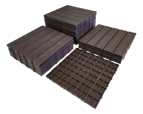 comprar Kit 5 Decks Madeira Plástico Encaixe Modular Piscina Sacada