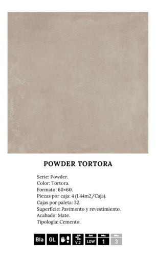 Arg Porcelanato Powder Tortora-gris Mate Pared Piso 60x60