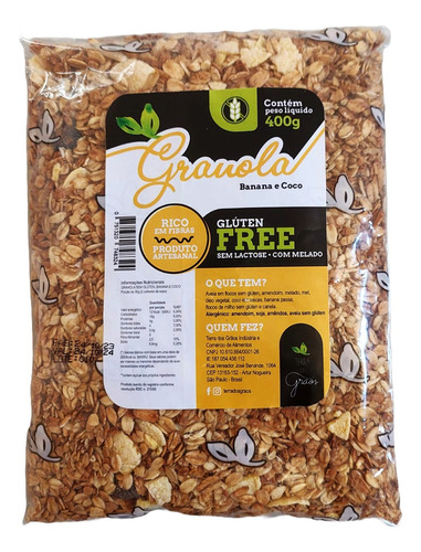 Granola Sem Glúten Banana E Coco - Terra Dos Grãos - 400 G