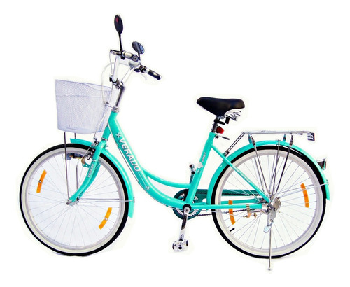 Bicicleta paseo femenina Verado Lady R26 color verde con pie de apoyo