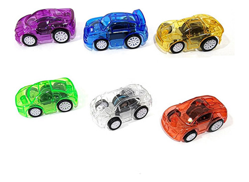 Carros Transparentes De Impulso Colección Juguete X 12 Pcs