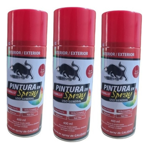 3 Unidades Spray Uso General Rojo 400 Ml