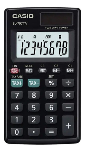 Calculadora básica portátil Casio Sl-797 Tv Febo Black