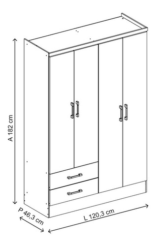 Imagen 5 de 5 de Ropero Closet Bertolini 584 4 Puertas 2 Cajones Caoba