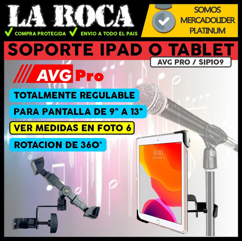 Imagen 3 de 10 de Soporte De iPad Tablet Para Pie Microfono Sip109