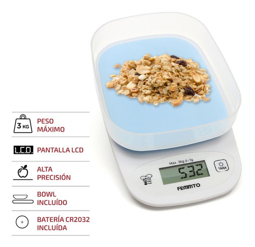 Imagen 2 de 10 de Balanza Electronica Digital De Cocina 3 Kilos Alta Precision