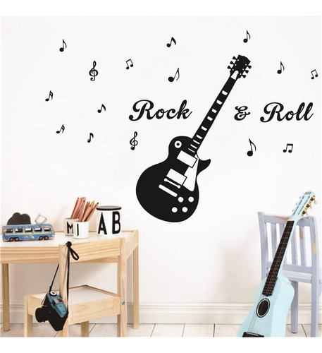 Uilmniy Música Guitarra Rock And Roll Calcomanía De Pared De