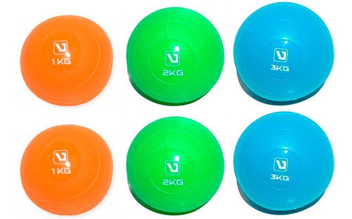 Kit Com 6 Mini Bolas Execícios Pilates Soft Ball 1kg 2kg 3kg