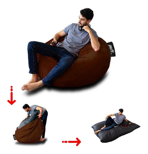 Puff Tipo Gamuza Con Cama Matrimonial Adentro Envio Gratis!