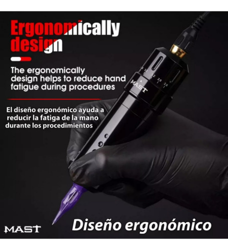 Kit De Tatuajes Mast Flip Con Doble Batería Inalámbrica