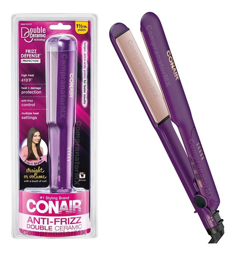 Alaciadora Cabello Digital Doble Cerámica Anti Frizz Conair Color Violeta