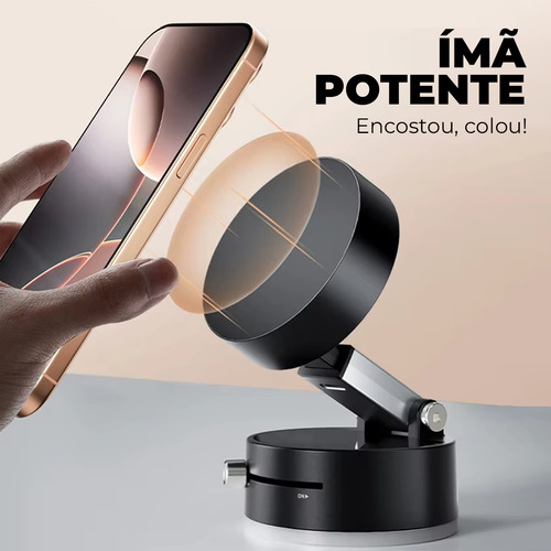 Suporte Magnético Celular Academia Automotivo Multiuso Imã Potente 360° Portátil Removível Com Ventosa Sucção Para Mesa Parede Vidro Espelho Painel Carro