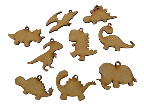 Siluetas De Dinosaurios Mdf 4.5cm Paquete De 25 Piezas