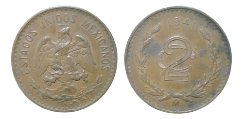 Nvs-moneda México 2 Centavos Monograma 1941 I2r#3 (Usado)