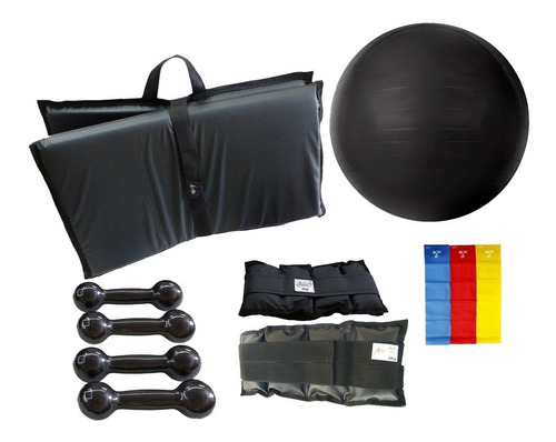 Colchonete +tornozeleira 2e3 Kg+halter 2e3kg+bola+theraband