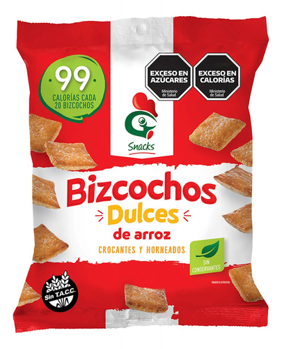 Bizcochos De Arroz Dulce En Bolsa Gallo Snacks 50g.