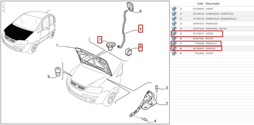 Imagem 2 de 2 de Vareta Capô Haste + Presilha + Gancho Idea 06-10 Original Nf