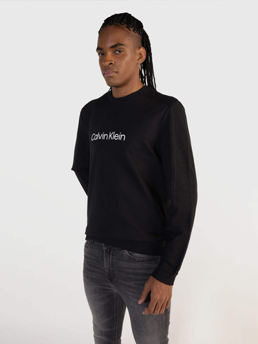 Sudadera Negra Con Logo Calvin Klein Hombre