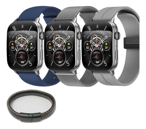 Smartwatch Para Hombre Compatible Con Xiaomi Poco X3 Nfc Plateado Milanese Plateado