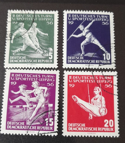 Sello Alemania Ddr - Festival Del Deporte De Leipzig 1956