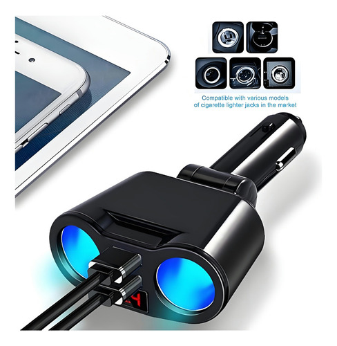 Cargador Doble Usb De 2 VĂas Para Encendedor De Coche