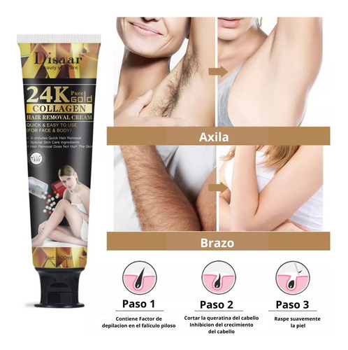 Crema Depilatoria Disaar 24k Gold Y Colageno 100ml