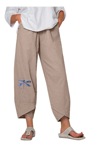 Pantalon Capri Para Dama Holgado Lino Pierna Ancha