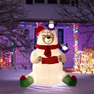 Outdoor Merry Polar Bear Christmas Blow Ups Yard Inflata Nnf