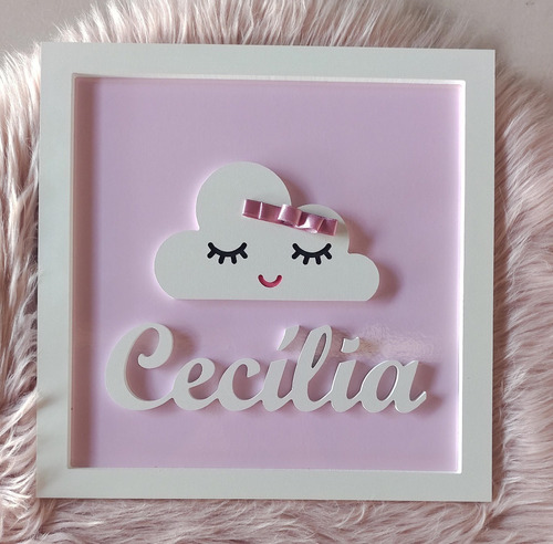 Porta Maternidade Nome Cursivo Relevo Mdf 30 Cm Modelos Cor Rosa