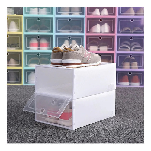 Caja Para Zapatos Zapatera Transparente Organizador Zapatero Color Blanco