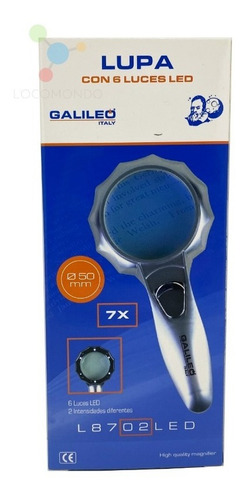 Imagen 2 de 9 de Lupa De Mano 6 Luces Led Galileo 2 Intensidades Aumento 7x