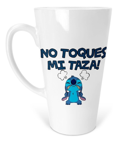 Taza Cónica Stitch No Toques Mi Taza, Frase Meme Divertida 