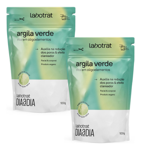 Kit 2 Argilas Verde Pó Clareador Facial Corporal Labotrat