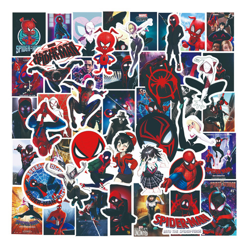 Spiderman Superheroe 50 Calcomanias Stickers Pvc Contra Agua