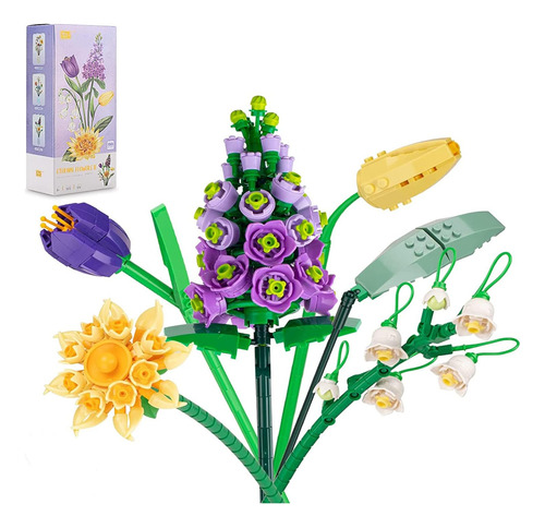 Kit De Constructución De Ramo De Flores, 634 Piezas De Bloqu