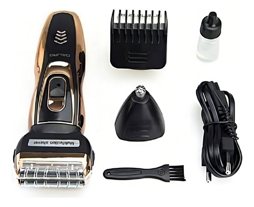 Barbeador Elétrico Recaregável Daling 3 In 1 Cor Dourado 110V/220V (Bivolt)
