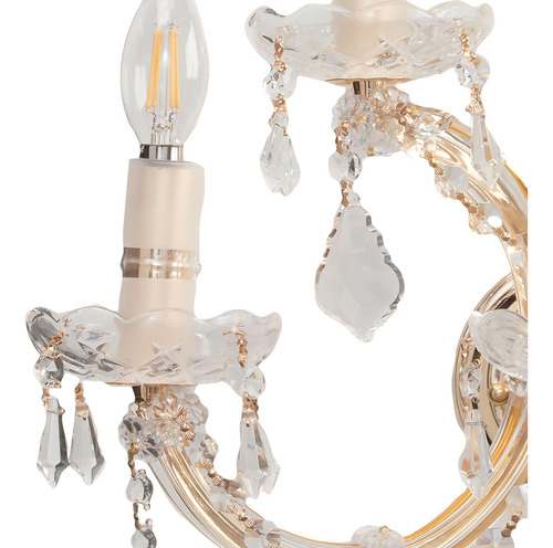 Candil De Pared Gamalux María Theresa Cristal De 5 Luces Estructura Dorado
