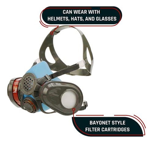 T-61 Half Face Respirator - Double Activated Charcoal A...