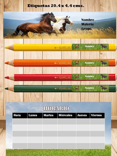 Kit Etiquetas Escolares Caballos Horses S292