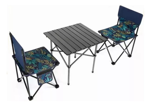 Mesa Plegable Picnic Portatil Armable Con 2 Sillas Plegables