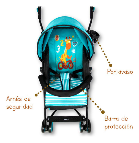 Carriola De Bastón Ligera, Animalitos, Noni 666 F Azul Negro