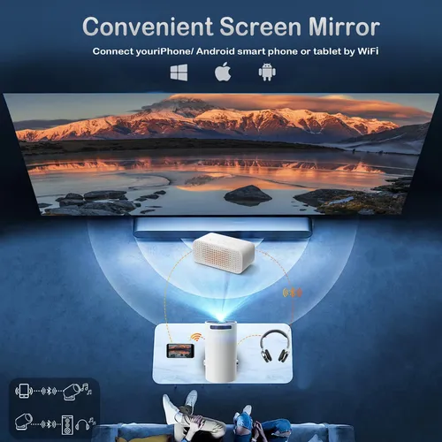 Mini Proyector Con Wifi Y Bluetooth, Soporte De 4k 1080p - J