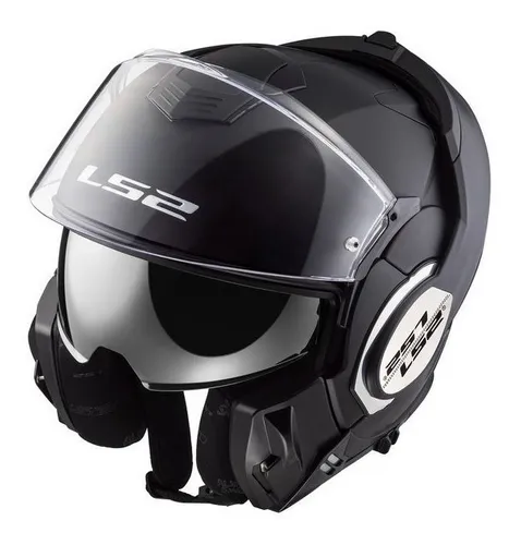 Casco para moto rebatible LS2 Valiant FF399 black y matt titanium prox  talle S