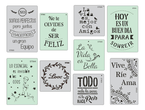 Imagen 1 de 2 de Pack 9 Stencil Decorativo Ideal Para Portacelulares